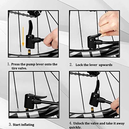 Basınç Göstergeli Hava Pompası El Tipi Bisiklet , Motorsiklet Tekeri Şişirme Pompası