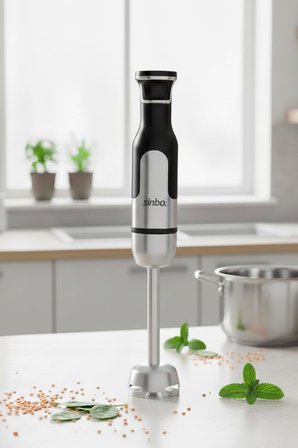 SHB-7512 El Blenderi 1200W Paslanmaz Çelik Gövde Turbo Fonksiyonlu Çok Kademeli Hız Ayarlı Dört Bıçaklı Metal Ayak