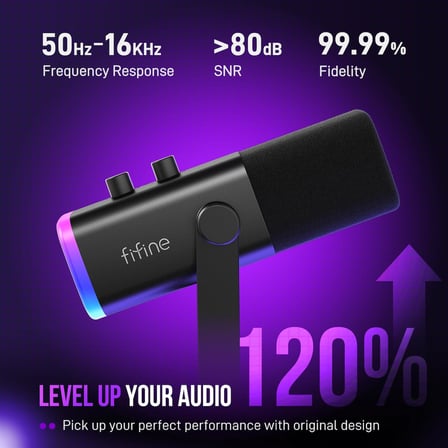 USB/XLR Dinamik Mikrofon, Podcast Kayıt için, RGB Işıklı PC Bilgisayar Oyun Akış Mikrofonu, Sessiz Düğme, Kulaklık Jakı, Masaüstü Standı, Şarkı Söylemek için Vokal Mikrofon YouTube-AmpliGame