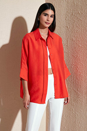 Lela Truvakar Kol % 100 Pamuk Oversize Gömlek Kadın GÖMLEK 514344010 L