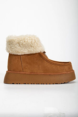 Silva Önden Fermuarlı Kürk Astarlı Kalın Taban Rahat Kadın Bot