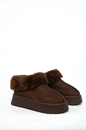 Alice Kahverengi Kadın İç Ve Dışı Kürklü Kalın Taban Ayakkabı