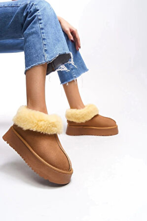 Alice Kahverengi Kadın İç Ve Dışı Kürklü Kalın Taban Ayakkabı