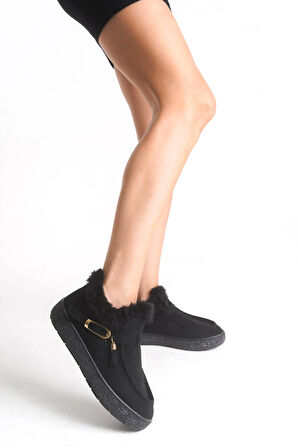 Lily Kadın İçi Kürklü Toka Detaylı Rahat Taban Şık Kısa Bilek Bot