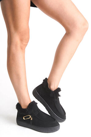 Lily Kadın İçi Kürklü Toka Detaylı Rahat Taban Şık Kısa Bilek Bot