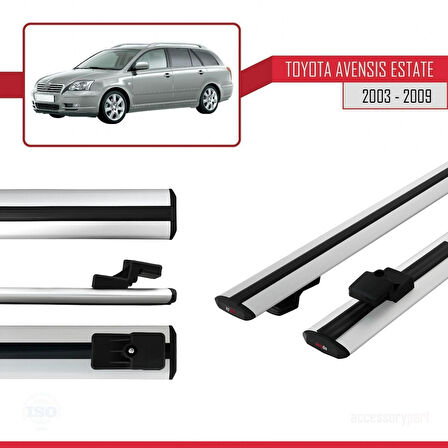 Toyota Avensis SW 2003-2009 Arası ile Uyumlu BASIC Model Ara Atkı Tavan Barı Gri 2 Adet