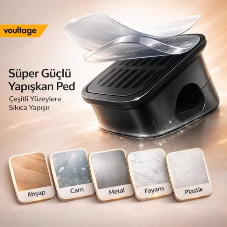 Manyetik Kablo Düzenleyici 6’lı Set, Masa Kablo Tutucu Klips, Şarj Kablosu Organizer Siyah (Siyah)