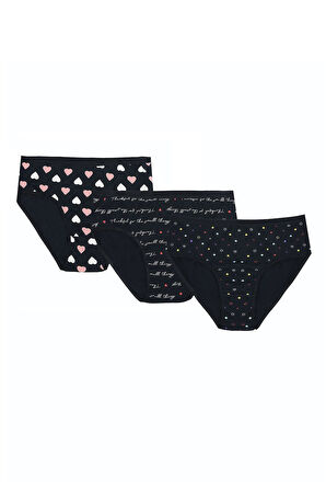 Büyük Beden Pamuklu Likralı Karışık Renkli 3'lü Külot