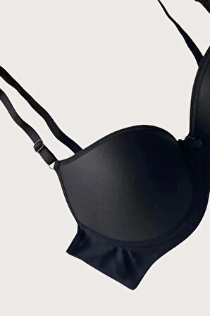 Mikro Kumaş Push Up Dolgulu Balenli Günlük Tek Destekli Sütyen