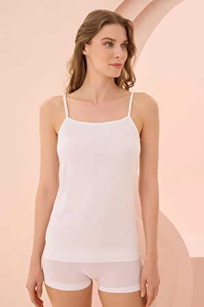 İp Askılı Beyaz Ribana Atlet