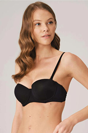 BalenliDestekli Dolgulu Askısız Straplez Günlük Klasik T-Shirt Sütyeni