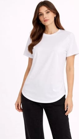 BasicT-Shirt Kısa Kol Bisiklet Yaka Oval Kesim Tişört