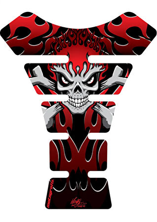 Motografix Skull Bones Tankpad - Red 