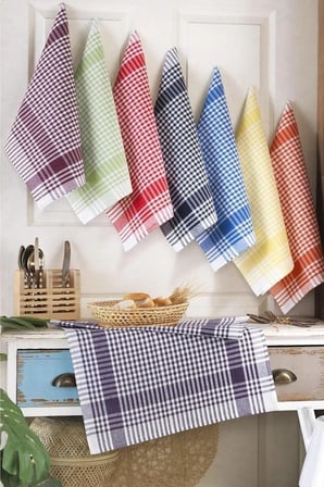 DENİZLİ ÇEYİZ 8 Adet Pötikareli Mutfak Kurulama Bezi 50x70 Cm Çok Rekli 50 x 70