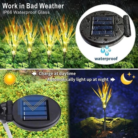 2 Adet Solar Güneş Enerjili Buğday Başak Desenli Aydınlatma Bahçe Aydınlatma,Saksı Işığı