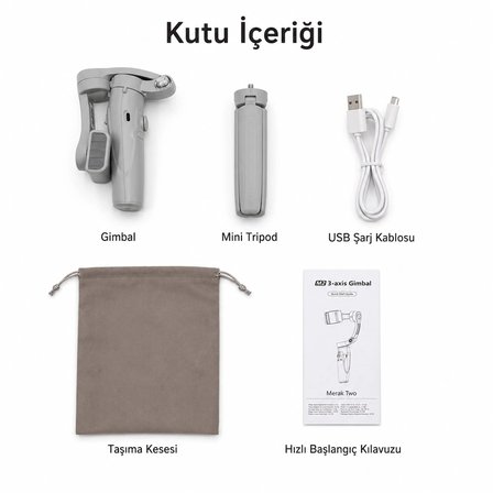 Pell  M2 Telefon Gimbal Stabilizatör 3-Eksenli, Katlanabilir Cep Telefonu Gimbalı