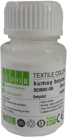 Kumaş Boyası Tişört Çanta Tekstil Boyası 25 ml 1 Adet Südor Kumaş Boyası Tek Şişe 1 Adet BEYAZ