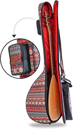 PANDURA MÜZİK PANDURA MÜZİK Profesyonel SU GEÇİRMEZ 20 MM PEDLİ Gigbag Uzun Bağlama Saz Kılıfı Otantik