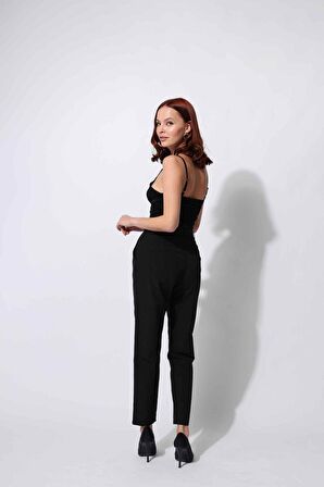 Pens Detaylı Pantolon Siyah