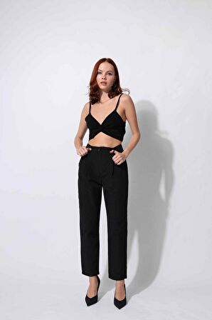 Pens Detaylı Pantolon Siyah