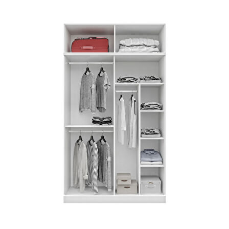 Ücretsiz Montaj GuneyStore %100 MDF Oslo 4 Kapaklı Yüklüklü Beyaz Gardırop