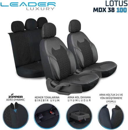 Jaecoo J7 ile Uyumlu Lüx Deri Detaylı Oto Koltuk Kılıfı Ön Arka Takım Lotus SİYAH