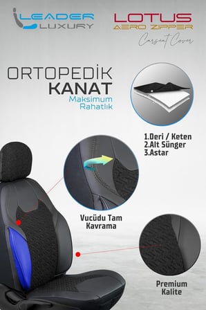 Jaecoo J7 ile Uyumlu Lüx Deri Detaylı Oto Koltuk Kılıfı Ön Arka Takım Lotus SİYAH