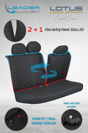 Jaecoo J7 ile Uyumlu Lüx Deri Detaylı Oto Koltuk Kılıfı Ön Arka Takım Lotus SİYAH