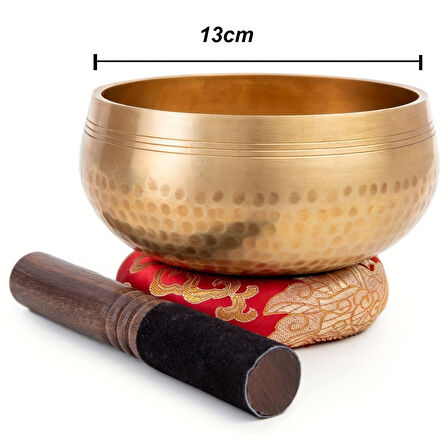 El Yapımı Çekiçle Dövülmüş Meditasyon Kasesi Çanı Singing Bowl Seti 13 cm Şarkı Söyleyen Kase