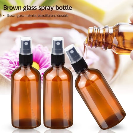 100ml Küçük Amber Cam Sprey Şişesi Boş İnce Sis Cam Şişeler Uçucu Yağlar için Atomizer Sprey Şişesi, Koku Yağı Örneği, Aromaterapi, Kimyasal Sıvı - 5'li Paket