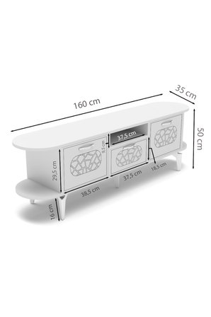 TV Sehpası 160 cm Modern 3 Kapaklı Tv Sehpa Çok Amaçlı Konsol Ünitesi Mira 5033 Gümüş Beyaz