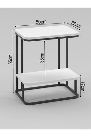 Yan Sehpa 2 Katlı Koltuk Sehpası Traverten