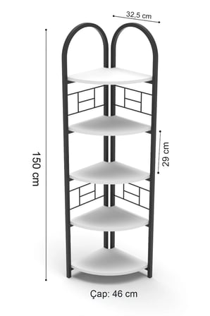 Metal İskeletli Bej Raflı Kitaplık ve Çiçeklik 151 cm
