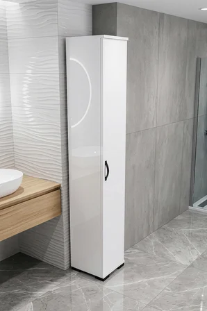 Banyo Dolabı Dar Boy Dolap Raflı Kapaklı Çok Amaçlı Organizer 5 Katlı 266 Beyaz