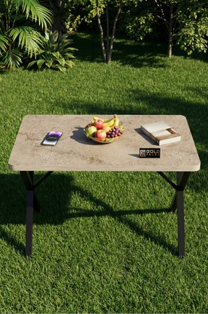 Mutfak Masası 110x70 cm Modern Ahşap Görünümlü Yemek Masası Ofis Bahçe Balkon Cafe Masa Traverten