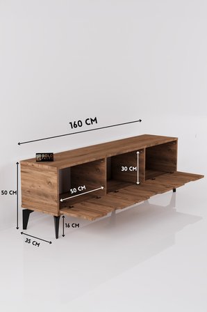 TV Sehpası 160 cm TV Ünitesi Kapaklı Modern Şık Minimal Salon Konsolu Royal 5090 Atlantik
