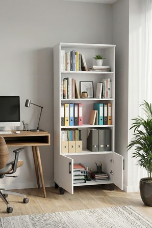 Kitaplık Modern Çok Amaçlı Dolaplı Raflı Ofis Salon Mutfak Düzenleyici Çok Raflı 250 Atlantik