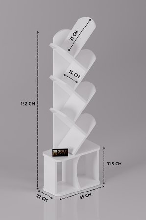 Kitaplık Modern Dekoratif Kitap Rafı Çok Katlı Kitap Standı Ofis Organizer Yaprak 7062 Traverten