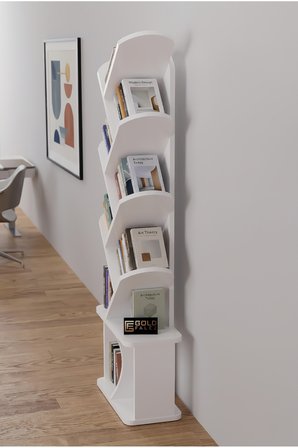 Kitaplık Modern Dekoratif Kitap Rafı Çok Katlı Kitap Standı Ofis Organizer Yaprak 7062 Traverten
