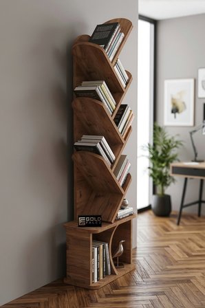Kitaplık Modern Dekoratif Kitap Rafı Çok Katlı Kitap Standı Ofis Organizer Yaprak 7061 Atlantik