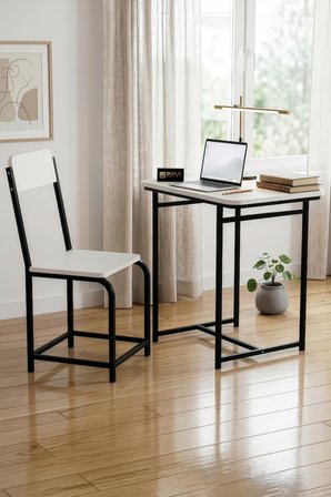 Çalışma Masası Sandalye Set Dayanıklı Tasarım Ev Ofis Laptop Masası Çok Amaçlı