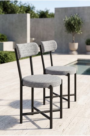 Sandalye 2 Adet Keten Kumaş Metal Ayak Modern Mutfak Sandalyesi Cafe Balkon Ofis Teddy 