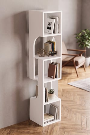 5 Katlı Modern Dekoratif Kitaplık ve Çok Amaçlı Raf Ünitesi