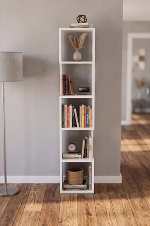 5 Katlı Modern Dekoratif Kitaplık ve Çok Amaçlı Raf Ünitesi