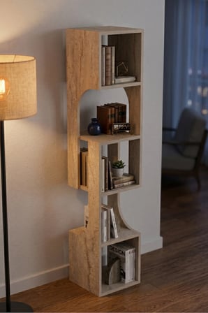 5 Katlı Modern Dekoratif Kitaplık ve Çok Amaçlı Raf Ünitesi