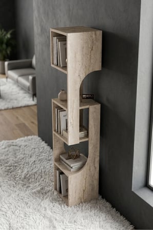 5 Katlı Modern Dekoratif Kitaplık ve Çok Amaçlı Raf Ünitesi