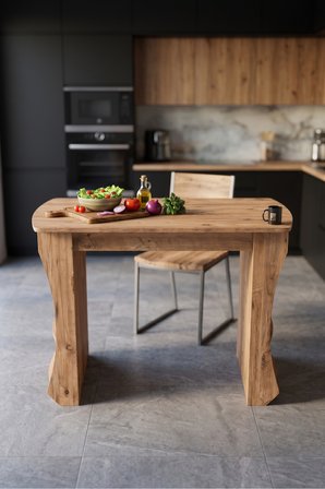 Mutfak Masası Mutfak Adası Ada Masa Bar Masası Kahvaltı Masası Raflı Çok Amaçlı Dolap Modern Masa 120x60 cm 9836 Atlantik Çam