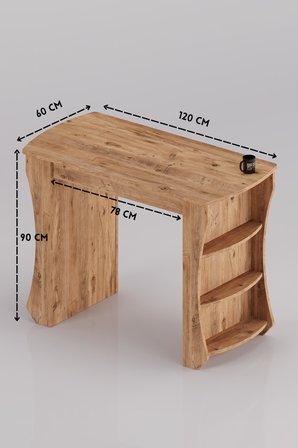 Mutfak Masası Mutfak Adası Ada Masa Bar Masası Kahvaltı Masası Raflı Çok Amaçlı Dolap Modern Masa 120x60 cm 9836 Atlantik Çam
