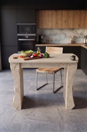 Mutfak Masası Mutfak Adası Ada Masa Bar Masası Kahvaltı Masası Raflı Çok Amaçlı Dolap Modern Masa 120x60 cm Traverten