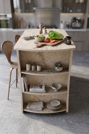 Mutfak Masası Mutfak Adası Ada Masa Bar Masası Kahvaltı Masası Raflı Çok Amaçlı Dolap Modern Masa 120x60 cm Traverten